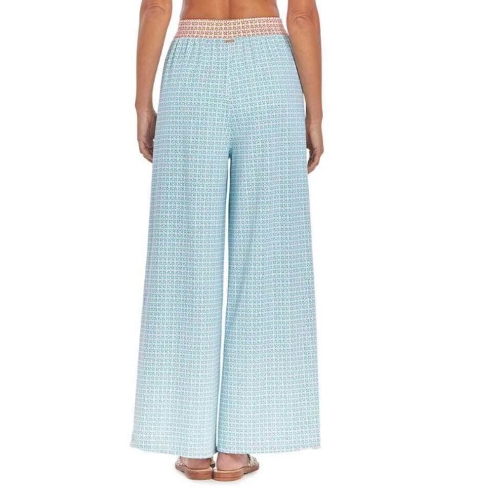 Cabana Life Blue White Orange Tassel High Rise Palazzo Wide Leg Pants S - Picture 11 of 11